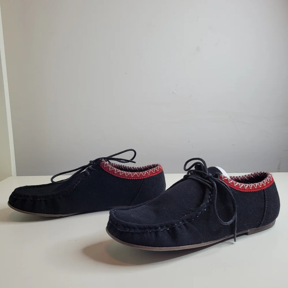 Bamboo Palazzo 01 Black Lace-Up Moccasin Booties Size Women's 7.5 with Box - Picture 2 of 12